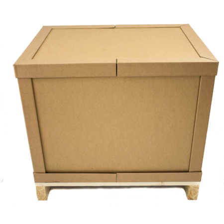 Combrabox bzw. Palettenbox aufgestellt, verschlossen