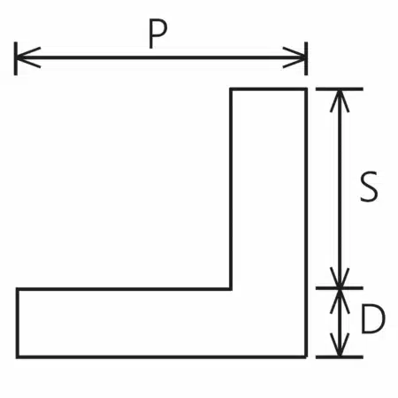 Eine Zeichnung / Bemaßung der Kantenschutzecke